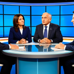 A Modern Political Debate**

"A diverse panel of fully clothed political commentators discussing current Italian affairs on a brightly lit television set, appropriate attire, professional setting, safe for work, perfect anatomy, natural proportions, well-formed hands, proper finger count, serious expressions, studio background, high resolution, family-friendly."

**
