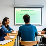 Home 18 이탈리아어와 이민자 문화 - A diverse group of adult immigrants attending an Italian language class in a modern community center...