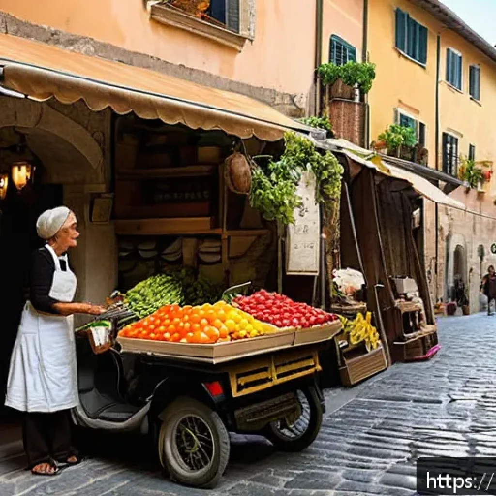이탈리아어 표준어와 사투리 - A vibrant street scene in a small Italian village showcasing diverse regional dialect speakers: elde...
